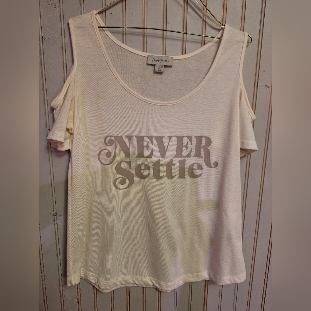 Charlie Paige Cream 'Never Settle' Short Sleeve Tee